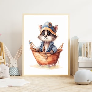Poster per bambini "Raccoon #1" su carta premium opaca, cameretta dei bambini, poster con animali, decorazione, decorazione da parete.