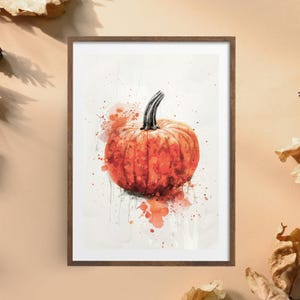 Herbstbild "roter Kürbis" Poster auf matten Premium-Papier, Deko, Wanddeko.