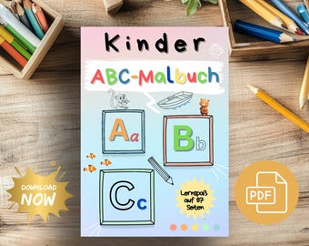 Children's ABC Coloring Book | A4 | Alphabet Coloring Book with Animals and Objects | PDF
