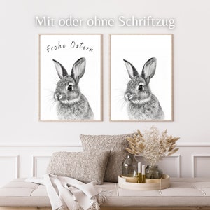 Ostern "Hase S/W" Poster auf mattem Premium-Papier, Deko, Wanddeko
