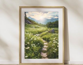 Nature picture "Flower meadow #2" poster on matte premium paper, decoration, wall decoration.