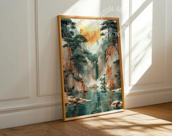 Abstract "River of Jade" poster on matte premium paper, decoration, wall decoration.