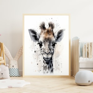 Poster per bambini "Giraffa" su carta premium opaca, cameretta dei bambini, poster con animali, decorazione, decorazione da parete.