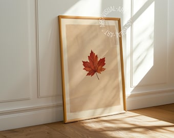 Pôster com imagem de outono "Folha de Bordo" em papel fosco premium, decoração para parede.
