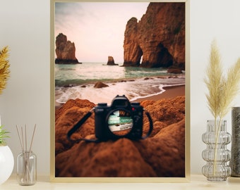 Beach & Sea "Camera View" Poster on matte premium paper, decoration, wall decoration.