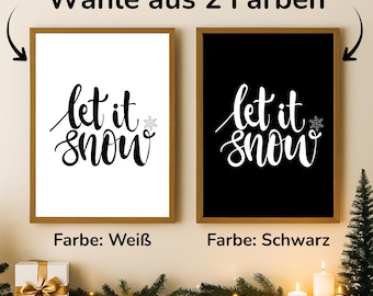 Kerstfoto "Let it Snow" poster op mat premium papier, decoratie, wanddecoratie