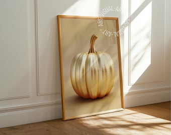 Autumn picture "Pumpkin Gold" poster on matte premium paper, decoration, wall decoration.