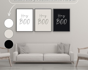 Provérbios e citações pôster "Hey Boo" em papel premium fosco, decoração, decoração de parede