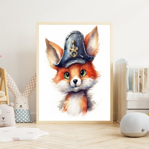 Poster per bambini "Fox #2" su carta premium opaca, cameretta dei bambini, poster con animali, decorazione, decorazione da parete.