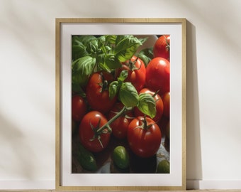 Küchenbild "frische Tomaten" Poster auf mattem Premium-Papier, Deko, Wanddeko.