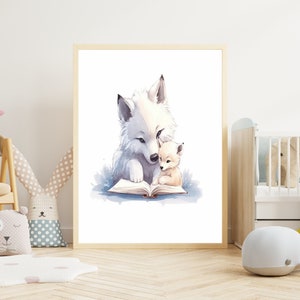 Kinderbild "Wölfe" Poster auf mattem Premium-Papier, Kinderzimmer, Tierposter, Deko, Wanddeko.