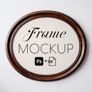 Ovaler Rahmen Mockup, Abgerundeter antiker Holzrahmen Mockup, Einfach PSD | 089