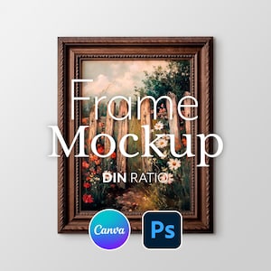 Vintage Wood Frame Mockup: Vertical DIN A Ratio (PSD & JPG)