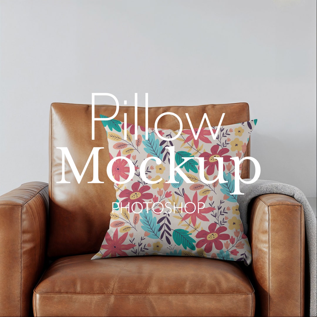 Square Pillow Mockup for Photoshop, Cushion Mockup Throw Pillow PSD ...