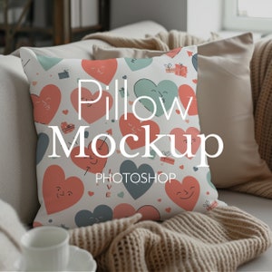 Maqueta de almohada cuadrada para Photoshop, elegante plantilla PSD de maqueta de almohada decorativa / 135