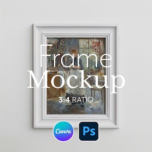 White Picture Frame Mockup, Wooden Portrait Frame Mockup for Photoshop + JPG | 162