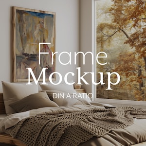 Cozy Bedroom Art Frame Mockup, Vertical DIN Format with Photoshop Smart Layer | 120