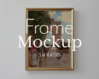 Gold Frame Mockup, Vertical 3x4 Wall Art Mockup for Photoshop | 115