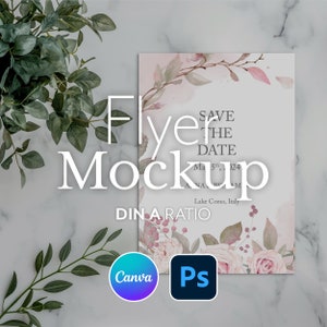 Maquete de convite para Photoshop e Canva - Maquete de cartão botânico minimalista para convites de casamento e aniversário | 164