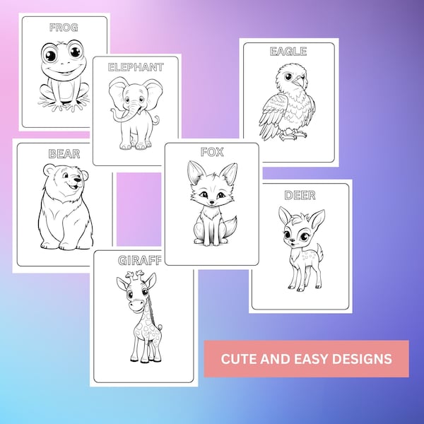 Wild Animals Coloring Pages,Animals Activities,Printable Coloring Pages,Wild Animals Party Birthday Digital Download,Kids Coloring Pages