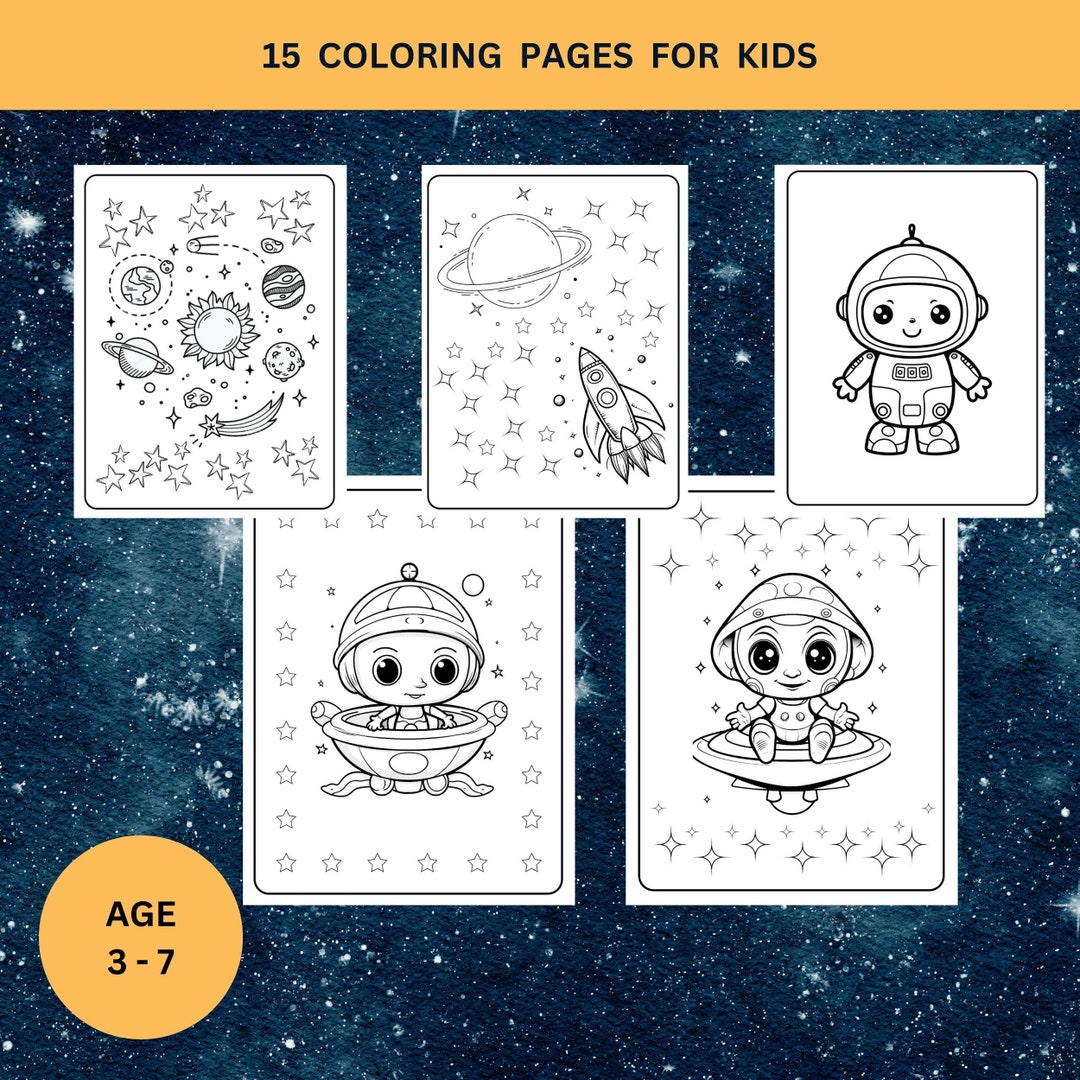 Space Coloring Pages for Kids, Space Themed Kids Party, Space ...