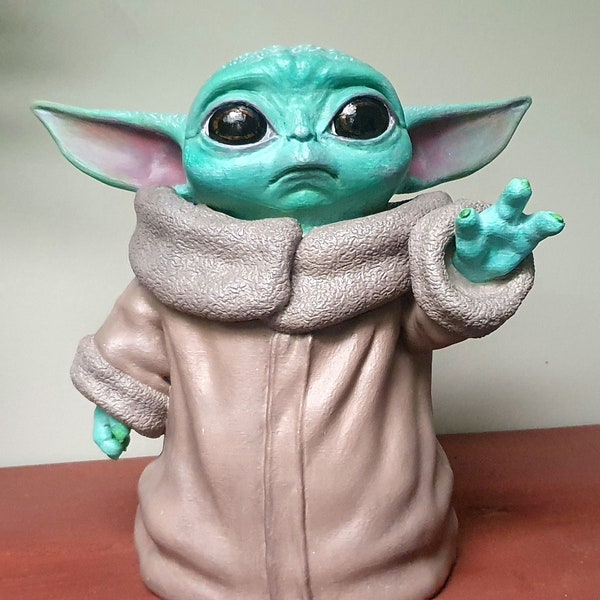 Baby Yoda Figure - Unique - Handcrafted and Painted