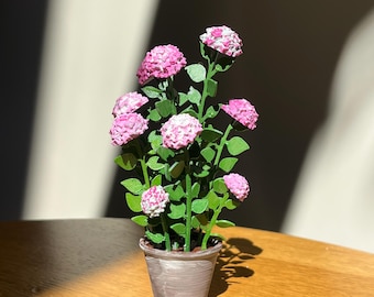 Miniature Hydrangea Plant STL 1:12 – Dollhouse Flower in Pot with Saucer – Printable Garden Plant – Realistic Floral Decor