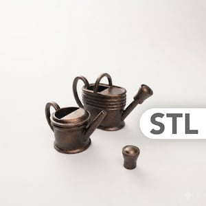 Garden Watering Can Set STL 1:12 – Realistic Mini Watering Cans (2 Sizes) for Greenhouse & Dollhouse Scenes