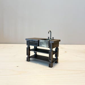 Dollhouse Cabinet with Sink STL 1:12 – Miniature Wash Basin Furniture, Printable Dollhouse Utility Unit