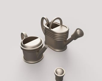 Set di annaffiatoi da giardino STL 1:12 – Mini annaffiatoi realistici (2 misure) per serre e case delle bambole