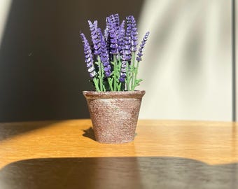 Miniature Lavender Plant STL 1:12 – Dollhouse Potted Lavender with 2 different Stems – Printable Garden Flower Decor
