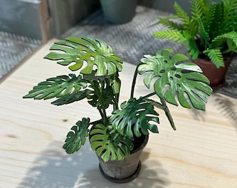 Miniatuur Monstera-plant STL 1:12 – Printbare poppenhuisplant met pot