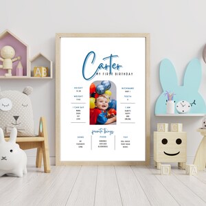 Simple Modern One Year Old 1st Birthday Milestone Editable Canva Poster Board Template for First Birthday Party 1st Birthday Party Sign