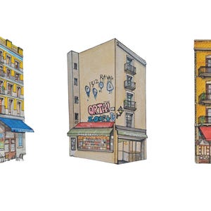 Barcelona Bars, Barcelona Print, Barcelona architecture, Wall Print, Watercolour Print, Barcelona Souvenir, Housewarming Gift, Handdrawn Art