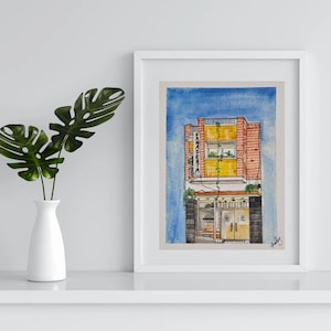 La Panaderia, Poble Sec-print, Barcelona-print, housewarmingcadeau, Barcelona souvenir, Barcelona reisprint, handgemaakte kunst, aquarel