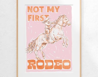 Cowgirl auf Pferd Druck, Retro Western Kunst (Digitaler Download)
