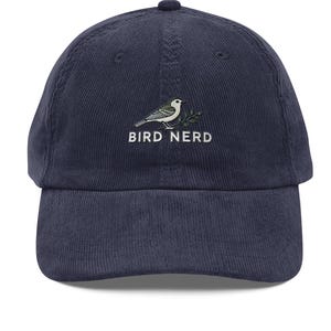 Casquette brodée vintage en velours côtelé Bird Nerd pour les amoureux de la nature