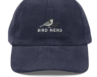 Bird Nerd Embroidered Vintage Corduroy Cap for Nature Lovers