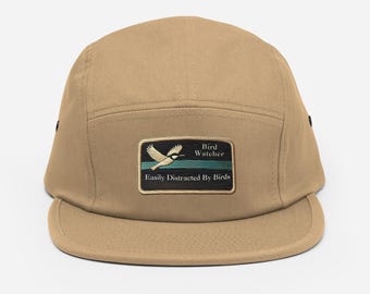 Embroidered Bird Hat Easily Distracted by Birds Five Panel Camping Cap