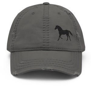 Embroidered Horse Distressed Dad Hat Equestrian Gift for Horse Lovers