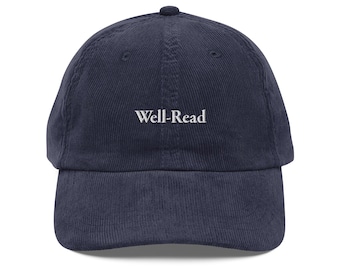 Embroidered Well-Read Vintage Corduroy Cap | Book Lover Aesthetic Hat