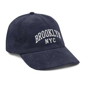 Vintage Brooklyn NY Corduroy Cap – Embroidered Retro Hat