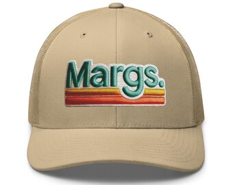Margs Embroidered Trucker Hat in Cream & Yellow Margs Margarita Embroidery Trucker Hats With Mesh Back  main image 4