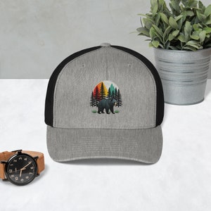 Forest Guardian Black Bear Trucker Cap Adjustable Mesh Back, Mid-Profile Design Great Gift Idea Womens Hat Mens Hat