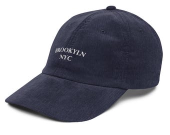 Gorra de pana vintage de Brooklyn, Nueva York – Gorra retro bordada