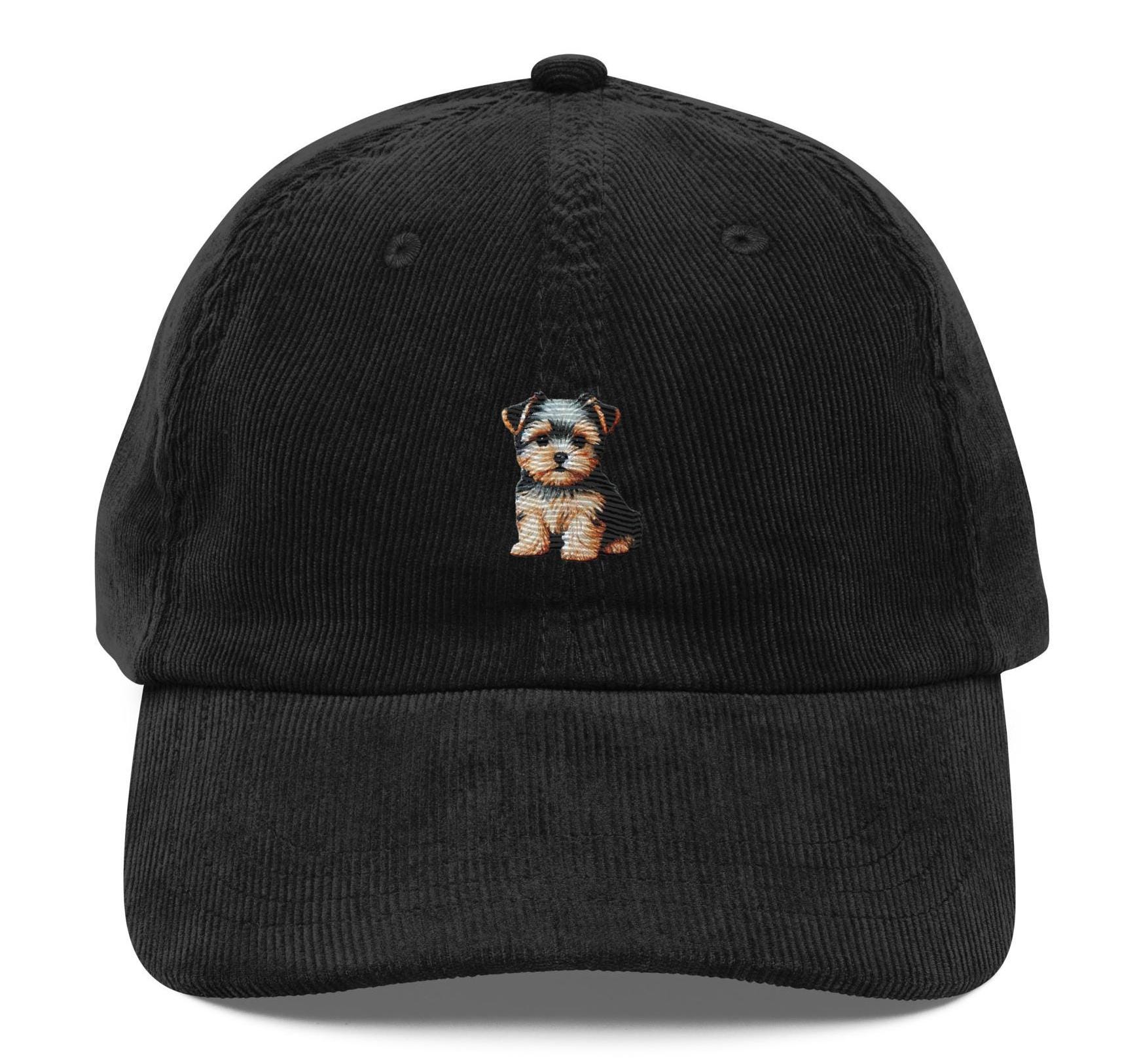 刺繍入りヨークシャーテリア ヴィンテージ コーデュロイ キャップ