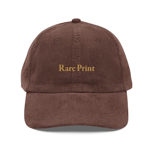 Rare Print Embroidered Vintage Corduroy Cap | Book Lover & Collector Hat