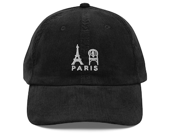 Embroidered Paris Vintage Corduroy Cap, Adjustable Low-Profile Retro Hat 3