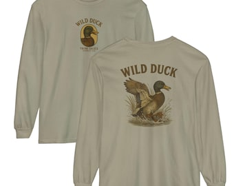 Wild Duck Mallard Long Sleeve Shirt Comfort Colors Trini Skies Supply Co. Duck Hunting Shirt Outdoor Wildlife Tee Heritage Collection