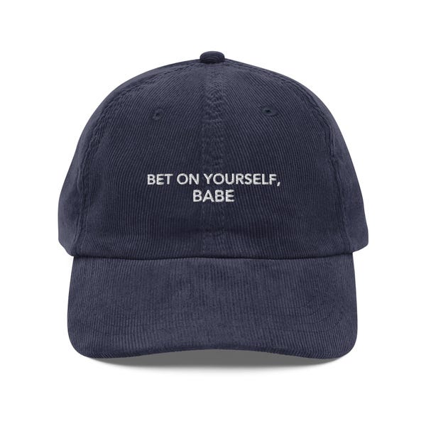 Bet on Yourself Babe geborduurde vintage corduroy pet